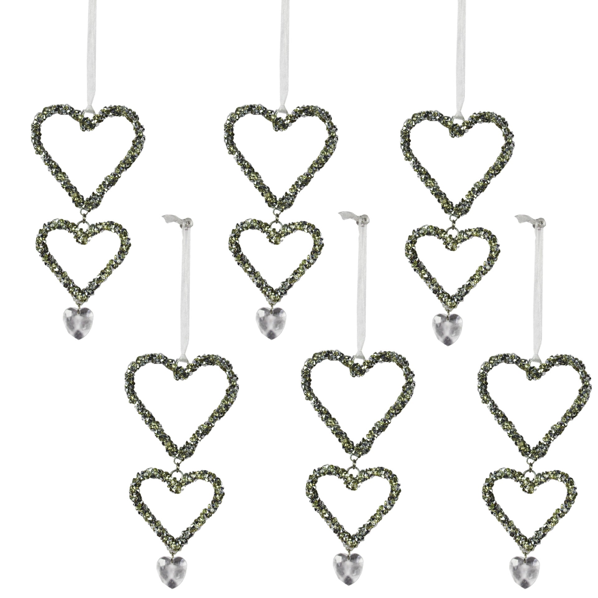 Set of 4 Double Heart Christmas Tree Decorative Ornament